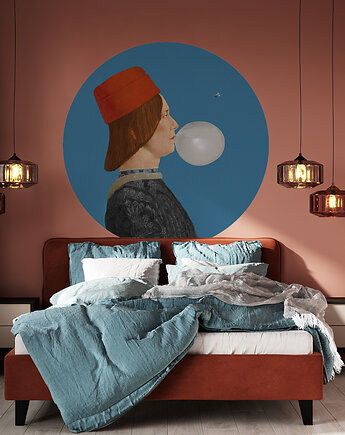 Dots Boy With Bubble Gum Blue - samoprzylepna tapeta w kształcie koła, wallcolors