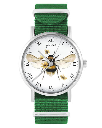 Zegarek - Bee natural - zielony, nylonowy, yenoo