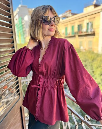 Bluzka bawełniana wiązana so special blouse, ohbemore