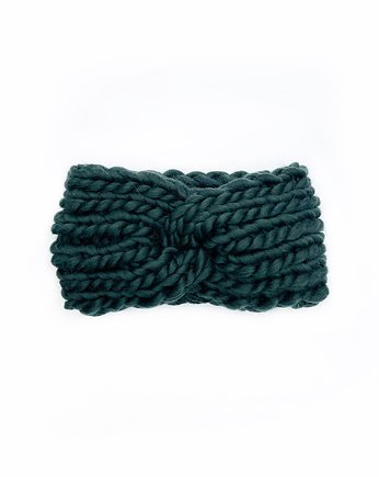 Ciemnozielona opaska turban z wełny peruwiańskiej, Holy Alpaca Knit