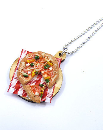 Naszyjnik pizza, z pizzą słodka biżuteria FIMO, NATAJKA
