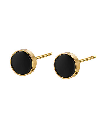 Kolczyki/DROPS/złocony/onyks ZAMÓWIENIE, Daria Siwiak Jewellery