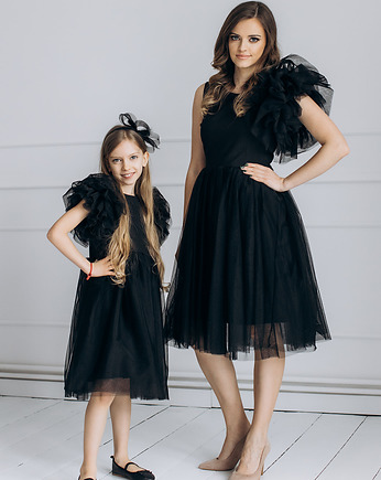 Komplet sukienek LILY dla mamy i córki, kolor czarny, mala bajka