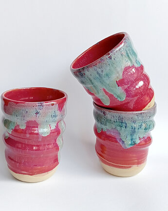 Czarki zakręcone różowe z polewą, Dobrocie ceramika