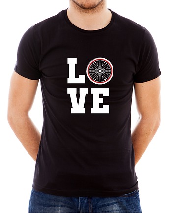Koszulka męska czarna  z nadrukiem Love bike, ART ORGANIC