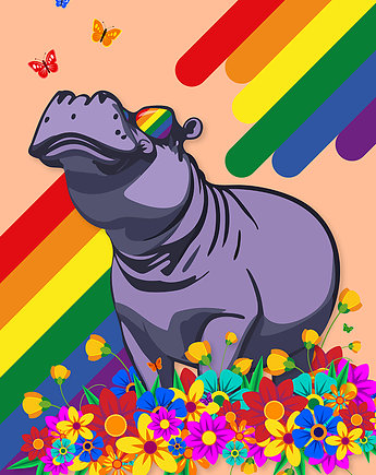 Plakat tęczowy hipopotam, PrideHippo