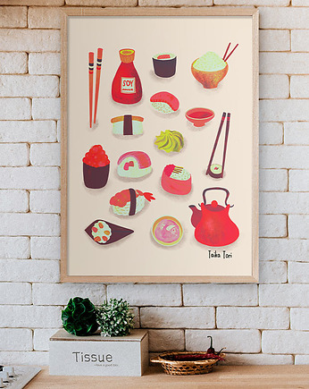 Sushi Love - plakat 50x70 cm, minimalmill