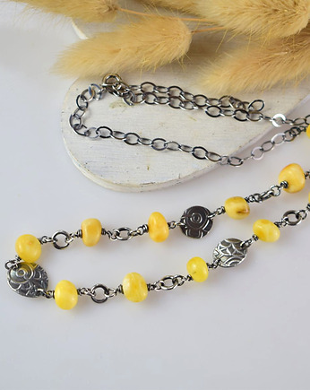 Elnora - srebrny naszyjnik z bursztynem, Sunflower Kornelia Kubinowska