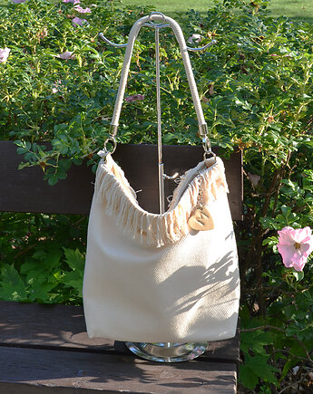 Torba BOHO z płótna żaglowego frędzle, modeMania