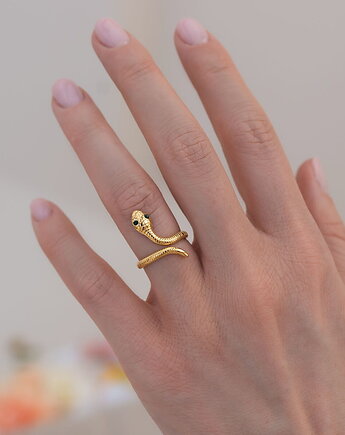 Złoty regulowany pierścionek ze stali chirurgicznej pozłacany 18k, Paraiso