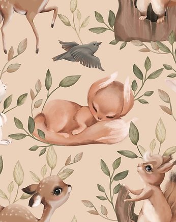 Tapeta Forest Story Pattern 2 na beżu 53cmx10m PZ, Bajkowe Wnetrza