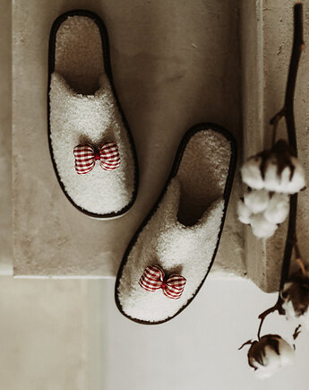 Kapcie dla kobiety z kokardą w kratę, Apollie&co