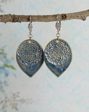 Orient denim- ceramiczne kolczyki, Dorca