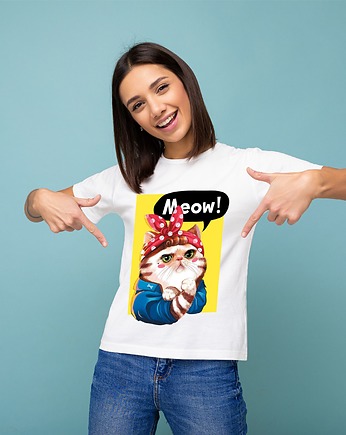 Koszulka damska biała Meow, ART ORGANIC