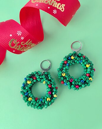 Kolczyki Wianki świąteczne z koralików, Not only cute crafts