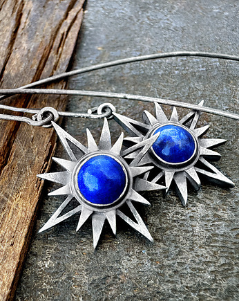 Srebrne kolczyki Gwiazda Wenus z lapisem-lazuli 8 mm, SHAMBALA