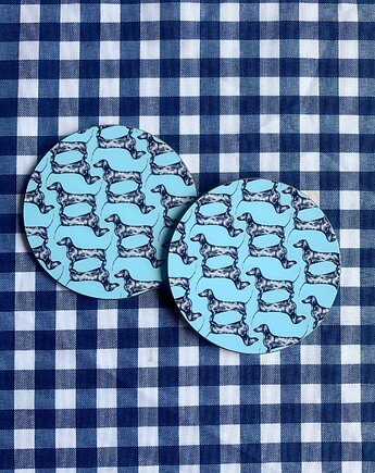 Podkładki pod kubek- Jamniki blue- Jamniczki- Ilustracja, BOSKE