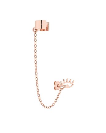 Nausznica w różowym złocie łańcuszkiem i okiem, SOTHO