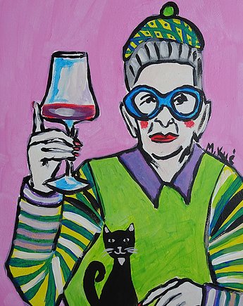 Obraz  fowizm dama babcia z kotkiem, alice oil on canvas