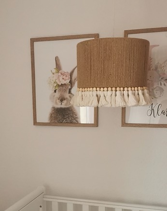 Abażur wiszący makrama juta, koraliki boho 35 cm, Boholine