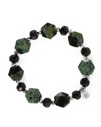 Bransoletka o wyjątkowym kształcie zielonego Jaspisu - Wersja Srebrna, Kulka Bransoletki