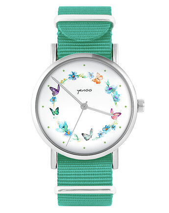 Zegarek - Kolorowy wianek - turkusowy, nylonowy, yenoo