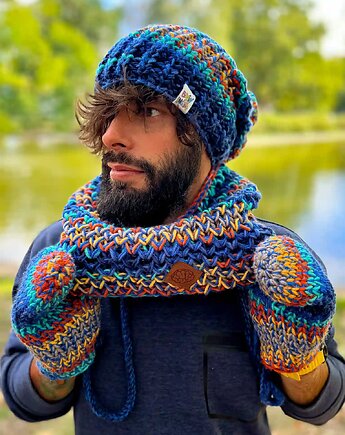 Męskie rękawiczki MERINO 50% ,,Górski potok, Brain Inside