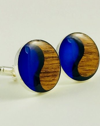 Spinki - Simply Yin Yang - Blue, DROBINY CZASU