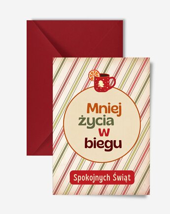 Kartka świąteczna z bombką, mniej życia w biegu, DODUMU