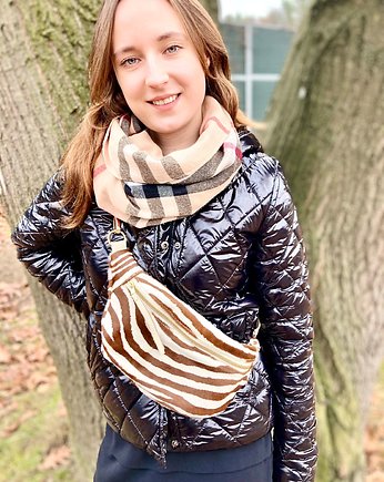 Nerka skórzana - zebra, futerko, Marzenia_handmade