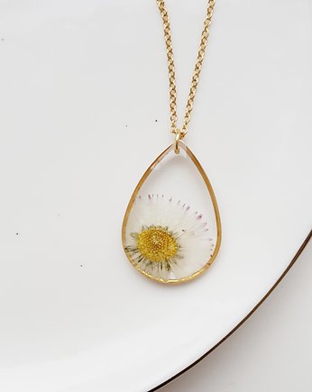 Naszyjnik ze stokrotką, Jaskółcze ziele handmade 