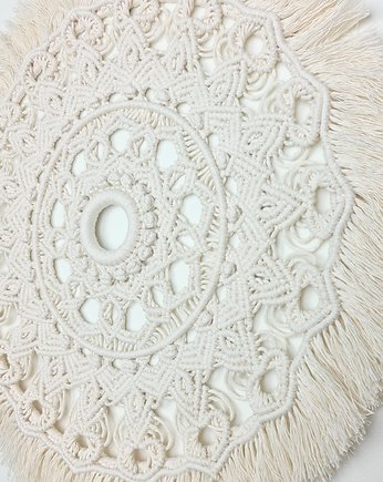 Makrama Mandala na Metalowej Obręczy, White Raven Macrame