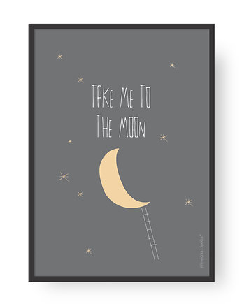 Plakat Moon - Grey, PAKOWANIE PREZENTÓW - prezenty diy