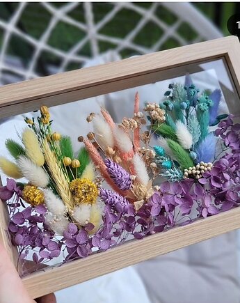 Obraz z suszonymi kwiatami w ramce, Florals&Moss