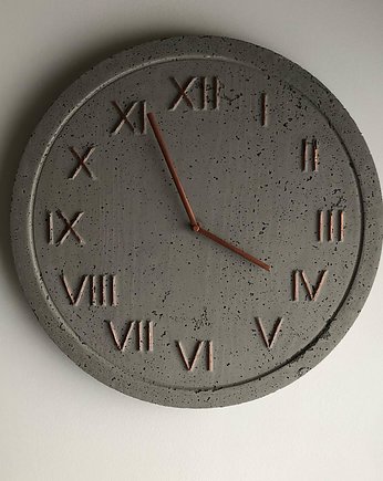Zegar industrialny betonowy szary miedziany 45cm, Tesla Home Studio