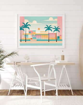PLAKAT dekoracyjny pastelowy, mid century modern, black dot studio