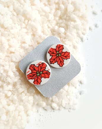 Kolczyki ceramiczne w gwiazdy betlejemskie, biżuteria z talerzy