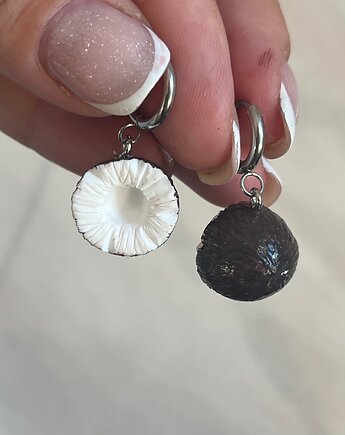 Kolczyki z kokosami ręczne robienie -handmade kwiaty miks, MariaPolymer