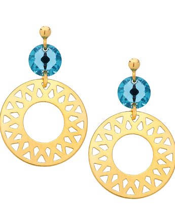 Kolczyki srebrne z dużymi arabskimi rozetami i turkusowymi, SOTHO