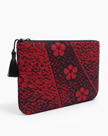 Większa kosmetyczka z tkaniny z drugiego obiegu, kapotka