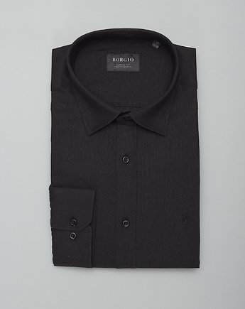 Koszula męska lniana lentini 00393 czarny classic fit, OSOBY - Prezent dla Chłopaka