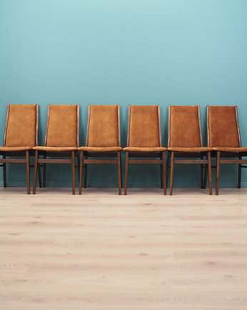 Komplet sześciu krzeseł bukowych, duński design, lata 60, produkcja: Dania, Przetwory design