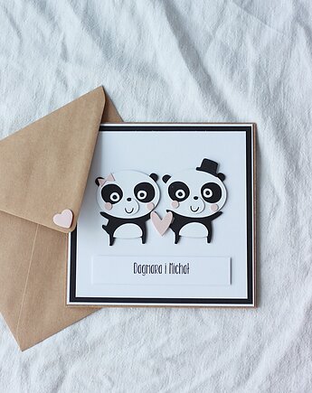 Kartka ślubna z pandami, papierkarnia