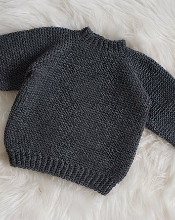 Sweterek z wełną alpaki czarny, OSOBY - Prezent dla noworodka