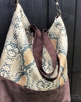 Torba hobo XXL - print wąż, PRACOWNIA 166