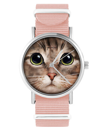 Zegarek - Kot tygrysek - brzoskwiniowy róż, yenoo
