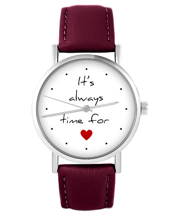 Zegarek - Time for love - skórzany, burgund, yenoo