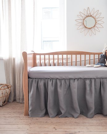 Lniana falbanka do ŁÓŻECZKA  TRUE GREY, so linen!