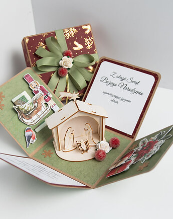 Świąteczne pudełeczko na prezent box na pieniądze, Papiernik