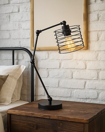 Regulowana lampa biurkowa z drucianym kloszem SASSARI LOFT, lampy loftowe LYSNE LOFT